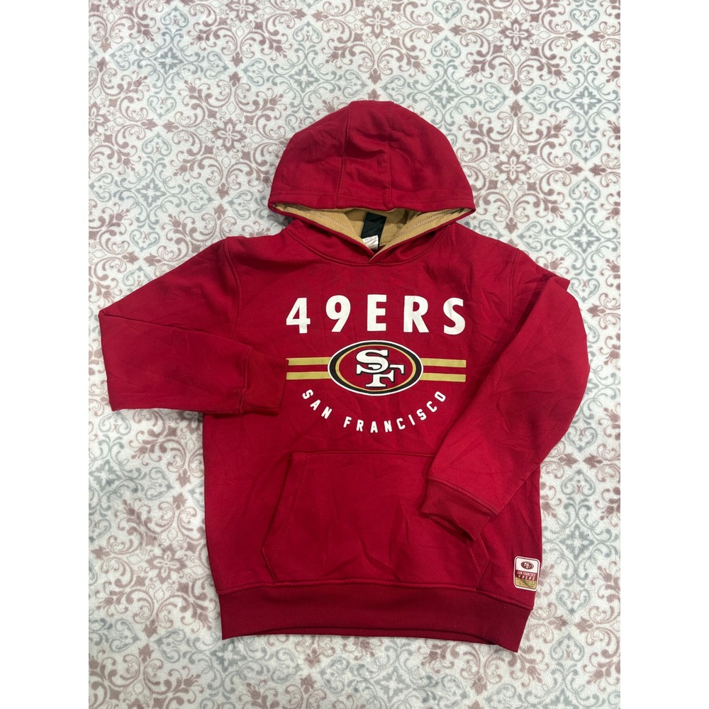 NFL Team Apparel San Francisco 49ers Youth Red Hoodie Sweatshirt Size 10-12 L